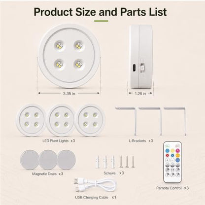 3 Pack Rechargeable Grow Light for Indoor Plants, Cordless Plant Lights
