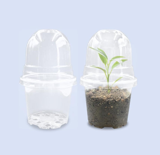 RooTrimmer Transparent Nursery Pots 4Inch with Humidity Domes for Seeds Starting, Clear Plastic Plant Pots with Drainage Holes (4Inch, 30Pcs,Clear Pots with Lids) - color: Clear Pots With Domes-30p, size: 4Inch