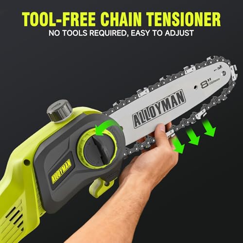 Alloyman Cordless Pole Saw 20V, 8" Chainsaw, Reach Up to 15 FT, 2 Batteries