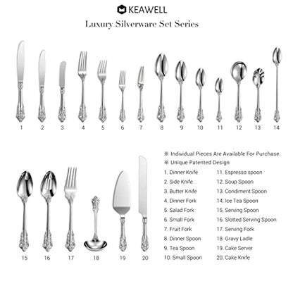 KEAWELL Luxury 4-Piece 18/10 Stainless Steel Dinner Fork Set (Silver) - color: Silver