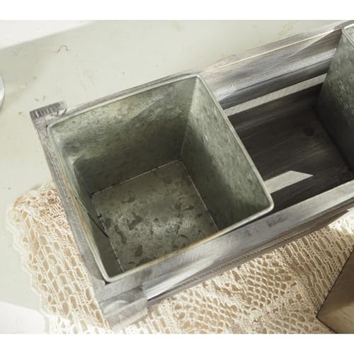 SOFE Rustic Galvanized Planer Box, Indoor Windowsill Herb Garden Organizer