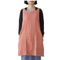 Cotton Linen Japanese Apron Halter Cross Back Bandage X Shape Aprons Two Pockets - color: Orangered