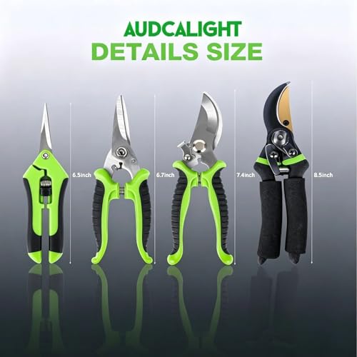 4-Pack Bypass Pruning Shears, Titanium Steel Blade,With Gardening Gloves,Shears Stainless, Ergonomic Hand Pruning Shears for Trees, Plants (Shears Gardening Tool Kit)