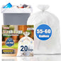 Teivio Large Clear Trash Bags 55-60 Gallon 20 Count 50+ Gal Garbage Bags