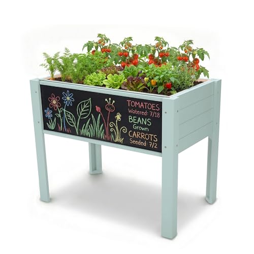 Raised Garden Bed with DIY Chalkboard, 30 x 24 x 18 inch, Green - color: Green