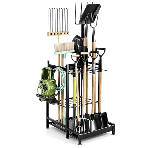Garden Tool Organizer, Garage Shed Storage, Broom & Hose Tool Rack