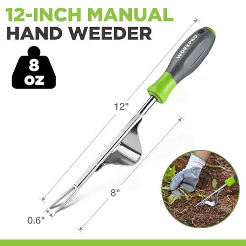 WORKPRO Weed Puller Tool, Metal Leverage Base and V-Shaped Forks