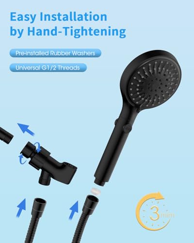 FASDUNT Shower Head with Handheld, High Pressure Showerhead with Hose Black - color: Matte Black, style: 6 Spray-Settings