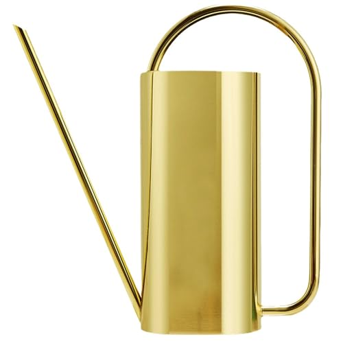 Watering Can for Indoor Plants, 50 oz/1.5L Stainless Steel Watering Can Pot with Long Spout, Garden Watering Cans with Comfortable Handle for Indoor House Plants Bonsai Flower Decorative - color: Gold