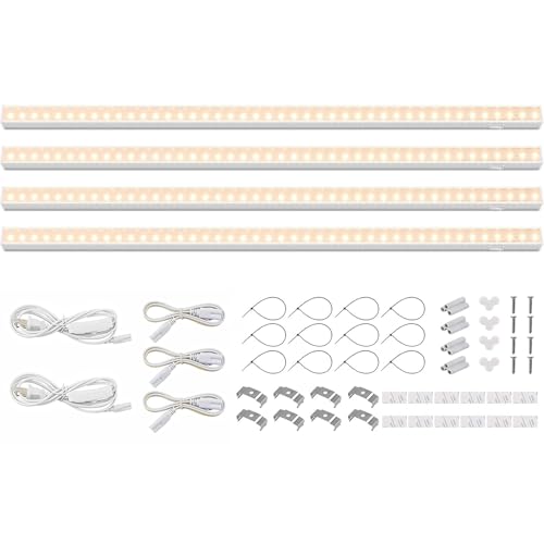 Barrina T5 Grow Lights, Yellow, 2ft 40W (4 x 10W), Full Spectrum, 4 Packs - color: Yellow, size: 2ft-white Cover