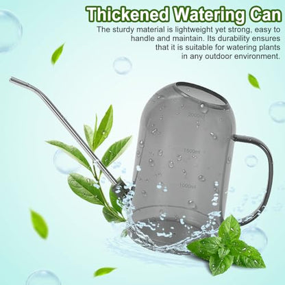 Plastic Watering Can Upgrade Version, Plant Watering Can with Stainless Steel Long Spout, 2L/68oz Clear Measurement Markings Long Spout Watering Can for Indoor Plants and Flowers Easy Fill-Grey - color: Upgrade Version - Grey
