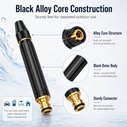 High Pressure Hose Nozzle, Black Alloy Core, 2 Pack