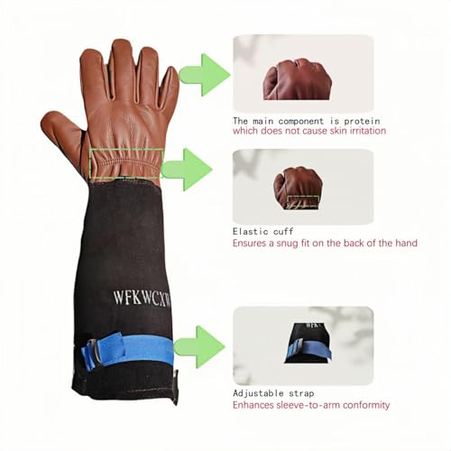 Cow Leather Adjustable Thorn Proof Gardening Gloves - color: Black-brown, size: Medium