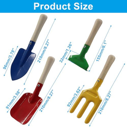 Piutouyar 4 Pack Metal Garden Tool Set, Mini Colorful Beach Tool for Kids