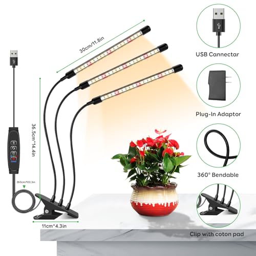 Clip Grow Lights for Indoor Plants, Full Spectrum Plant Lights - size: 2 Pack
