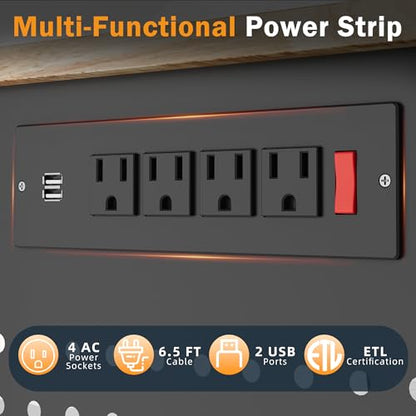 72" Adjustable Heavy Duty Workbench with Power Outlets & Pegboard - size: 72 INCH/Power outlets
