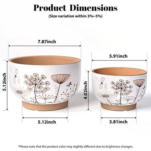 Terracotta Pots, 8+6 Inch Plant Pots, 2 Pcs with Drainage Holes - color: Gadern, size: 8+6 Inch