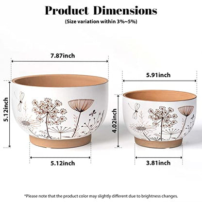 Terracotta Pots, 8+6 Inch Plant Pots, 2 Pcs with Drainage Holes - color: Gadern, size: 8+6 Inch