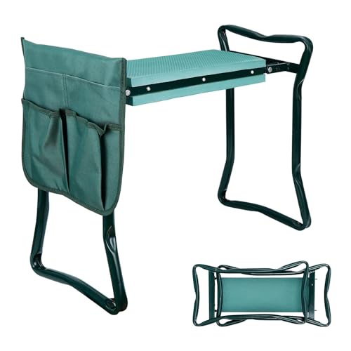 Garden Kneeler and Seat, Multifunctional Garden Kneeling Bench, Folding Gardening Stool, with a Tool Bags, EVA Foam Pad Outdoor Portable Kneeler Gardening Gifts for Women Men