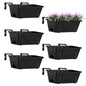 ETELI Railing Planter Hanging Planter Box with Brackets Set 6, Black - color: All Black