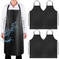 4 Pack Waterproof Rubber Apron, Adjustable Black Apron for Men & Women - color: Black