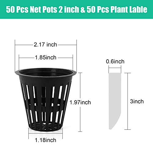 2 Inch Hydroponic Net Pots with Plant Labels 50-Pack - size: 2 inch 50 packs
