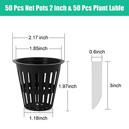 2 Inch Hydroponic Net Pots with Plant Labels 50-Pack - size: 2 inch 50 packs