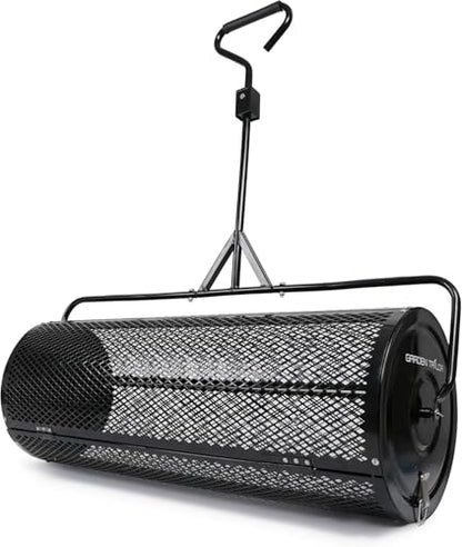Compost and Peat Moss Spreader with Updated 2 in 1 ATV & T Shaped Handle, 16”WX44”L, Lawn and Garden Peat Moss Roller w/Laser Cutting Wire Mesh Baskets for Spreading Manure, Topsoil