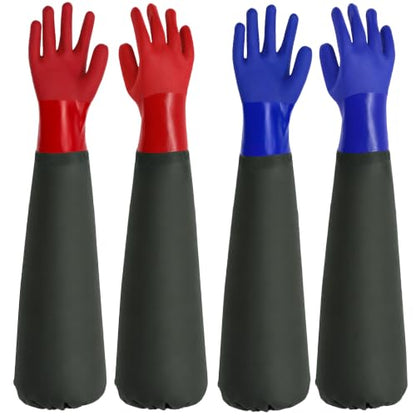 Okllen 2 Pair 27" Extra Long Rubber Gloves, Elbow Length Waterproof Gloves
