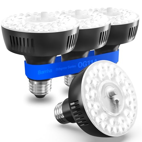 Barrina OG11A Grow Light Bulbs for Indoor Plant, 5000K 11W, 4 Packs, Black - color: 5000K-Black Cover, size: 11W-4 Packs