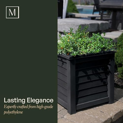 Mayne 5866-B Lakeland Square Patio Planter, 16x16, Black - color: Black, size: 16 in