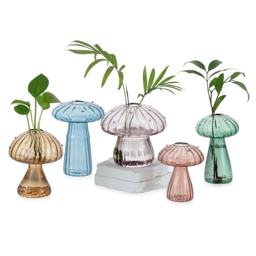 Glasseam Mushroom Plant Propagation Stations: 5 Pcs Glass Propagation Vases - color: Colorful, size: 5Pcs