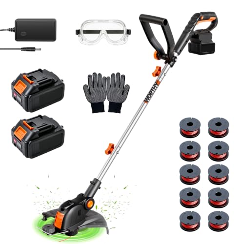 Battery Powered Weed Wacker Cordless Lightweight for Seniors & Small Lawns - color: Black and Orange