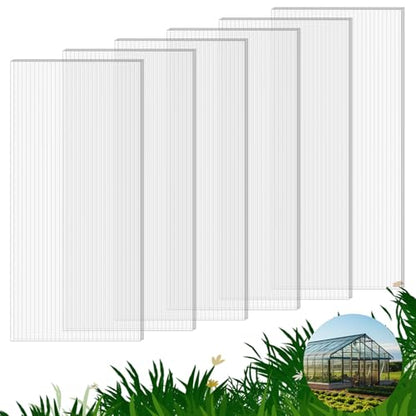 6 Pack Polycarbonate Greenhouse Panels, 6' x 2' x 0.24" Twin-Wall Panels - size: 6 PCS 6' x 2' x 0.24"