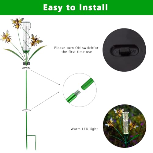 Solar Rain Gauge with 7-Inch Plastic Tube, Bee Decor - color: Yellow Bee