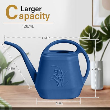 Hand Watering Can - for Home Plant Garden - 1 Gallon - Blue - color: Blue