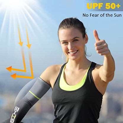 beister Arm Sleeves for Men & Women, UV Protection Cooling Cover and Cyling - color: Black, size: Medium
