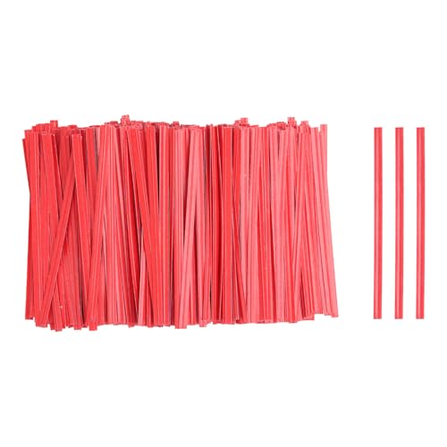 HARFINGTON 1000pcs Bag Twist Ties 3.5" Reusable Kraft Paper Twist Ties Wire Cable Ties for Party Bread Candy Cake, Red - color: Red, size: 3.5"