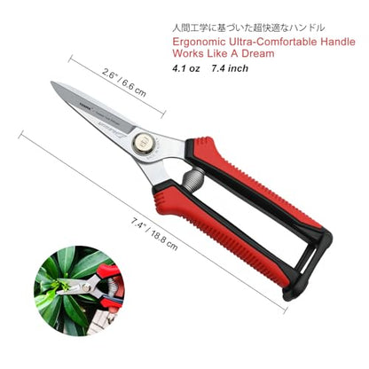 TONMA 7.5“ Pruning Scissors, Made in Korea, Multi-Precision Garden Snips