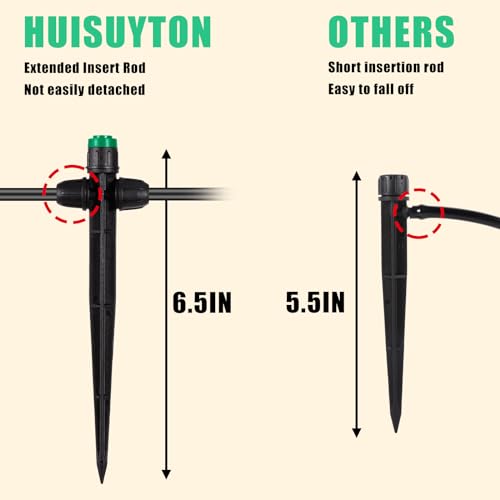 HUISUYTON 30 Pcs Drip Irrigation Sprayer Emitter for 1/4" Irrigation Tubing - size: 30Pcs Double Tube Sprayers