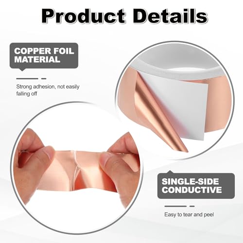 Copper Foil Tape 0.39" x82FT Single Conductive Adhesive Tape - size: 0.39 Inch x 82 FT