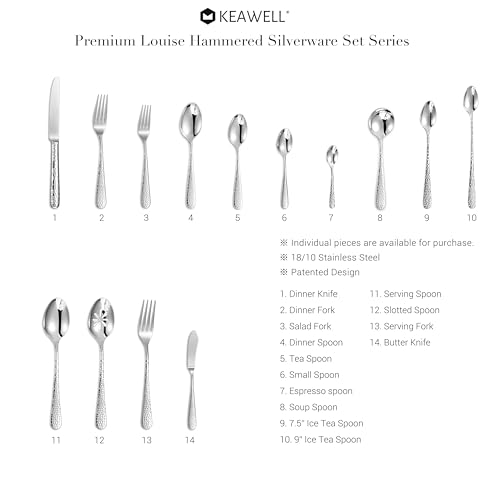 KEAWELL Premium Louise Hammered 4-Piece Fork Set (4, 7.28" Salad Forks) - size: 7.28" Salad Forks