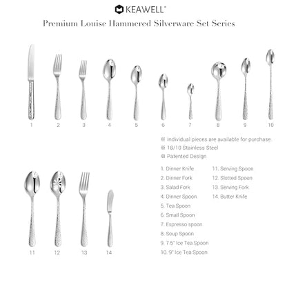KEAWELL Premium Louise Hammered 4-Piece Fork Set (4, 7.28" Salad Forks) - size: 7.28" Salad Forks