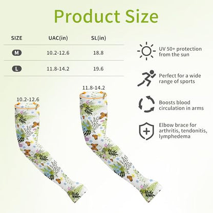 FISHEAL Sun Protection Gardening Sleeves - Women Men UV UPF 50+ Cooling Arm Sleeves with Thumbholes Farming Fishing Outdoors - color: Monarch Butterfly, size: Large