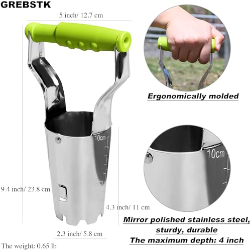 GREBSTK Bulb Transplanter, Stainless Steel Soil Release Tool