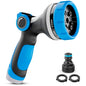 Garden Hose Nozzle, 10 Spray Patterns, Thumb Flow Control, Blue - color: Blue