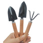 3 Pcs Mini Garden Tools Set Small Tiny Shovel Trowel and Hand Rake with Solid Wood Handle Indoor Gardening Tools for Pot Plants Succulent Bonsai - style: 3PCS Mini Black