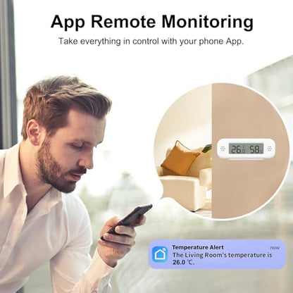 Smart Digital Thermometer Hygrometer, WiFi Indoor Temperature Humidity Sensor with App Alerts, Mini Room Temperature Meter with Data Storage and Export, Compatible with Alexa. 4PCS - style: 4PCS