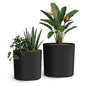 Mayne Haven 12in & 14in Round Fluted Modern Planter Set, Black, 2-Pack - color: Black, size: 12in and 14in
