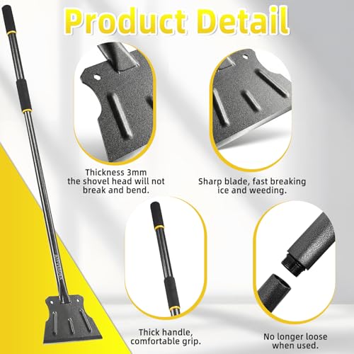 59" Heavy Duty Floor Scraper, Flat Shovel, Garden Cleaning Shovel, No Break